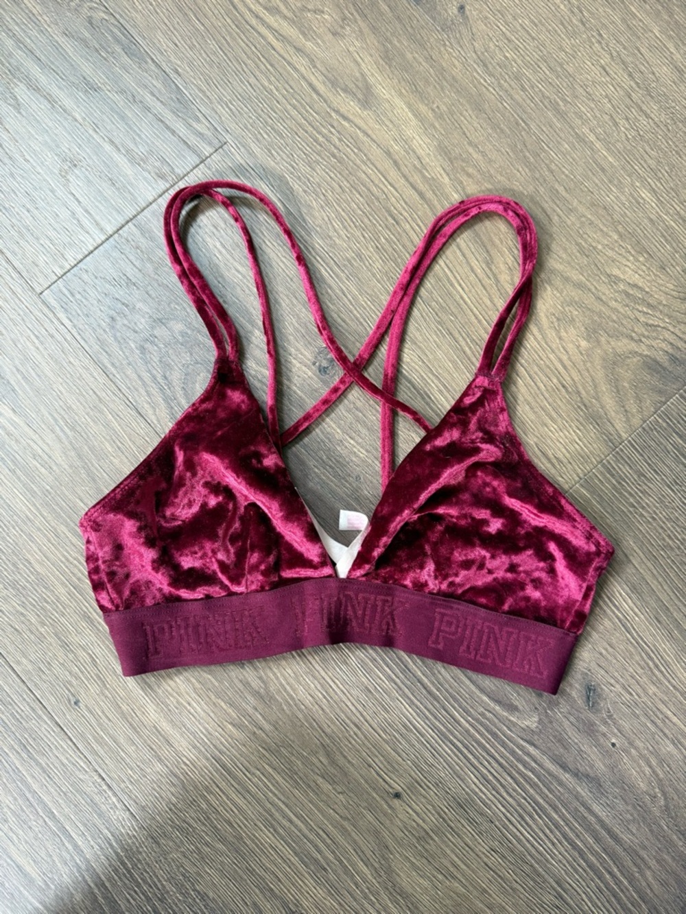 PINK Victoria's Secret Velvet Bralette in Wine Red